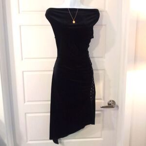 Vintage Velvet Asymmetrical Lace up Dress